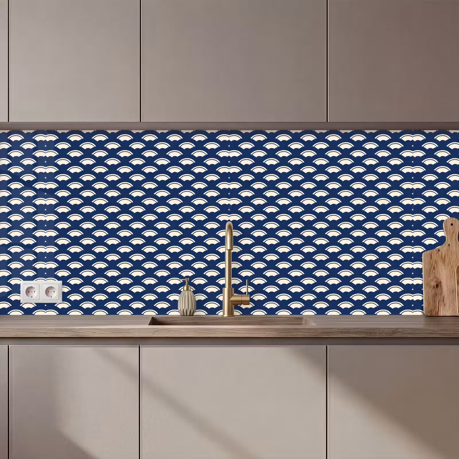 Keuken achterwand - Japans - Blauw - Wit - Patronen — 1