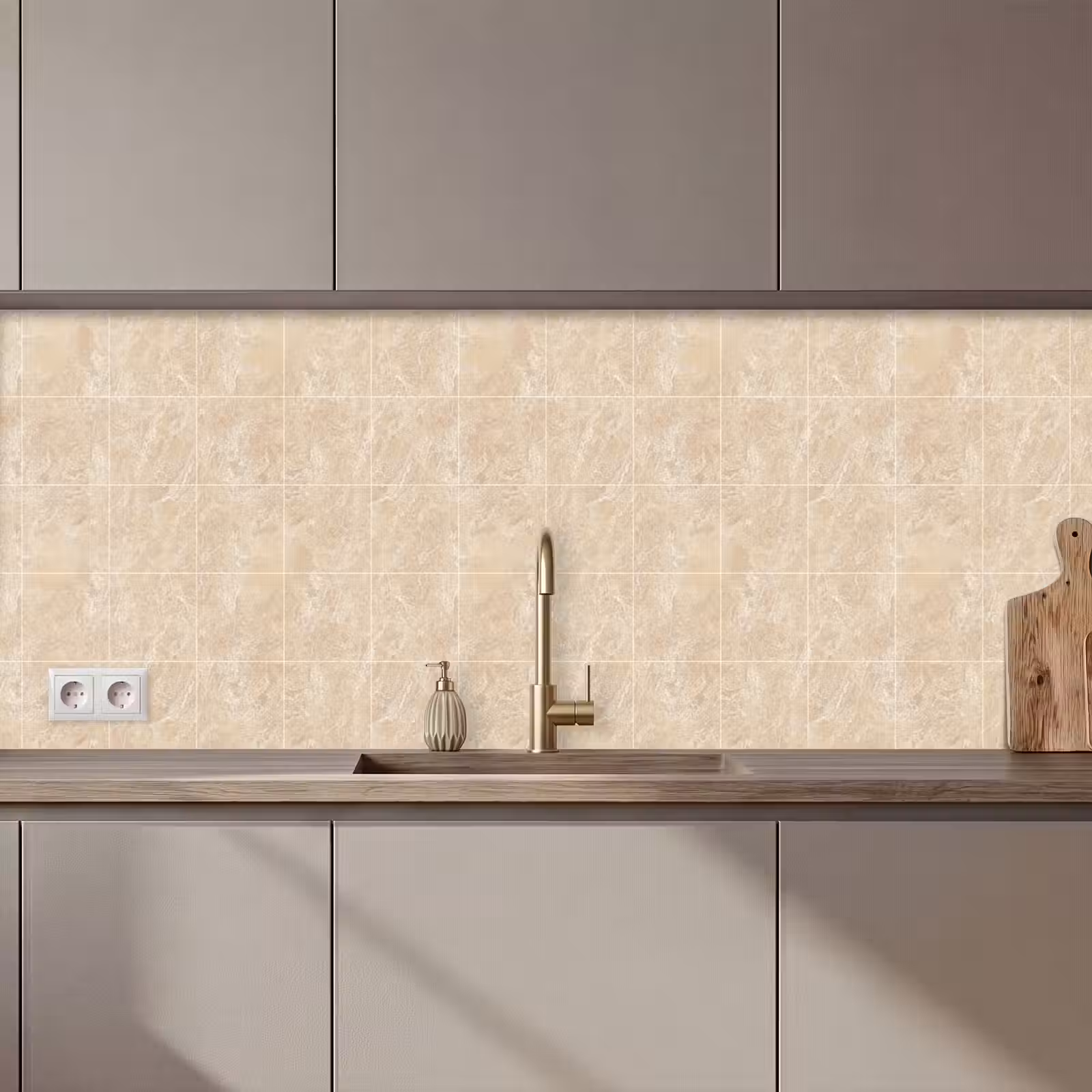 Keuken achterwand - Marmer - Tegels - Beige — 1
