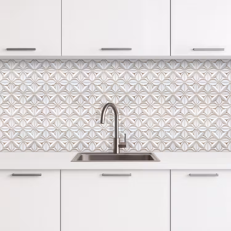 Keuken achterwand - 3D - Tegel - Bloem - Reliëf - Wit — 4