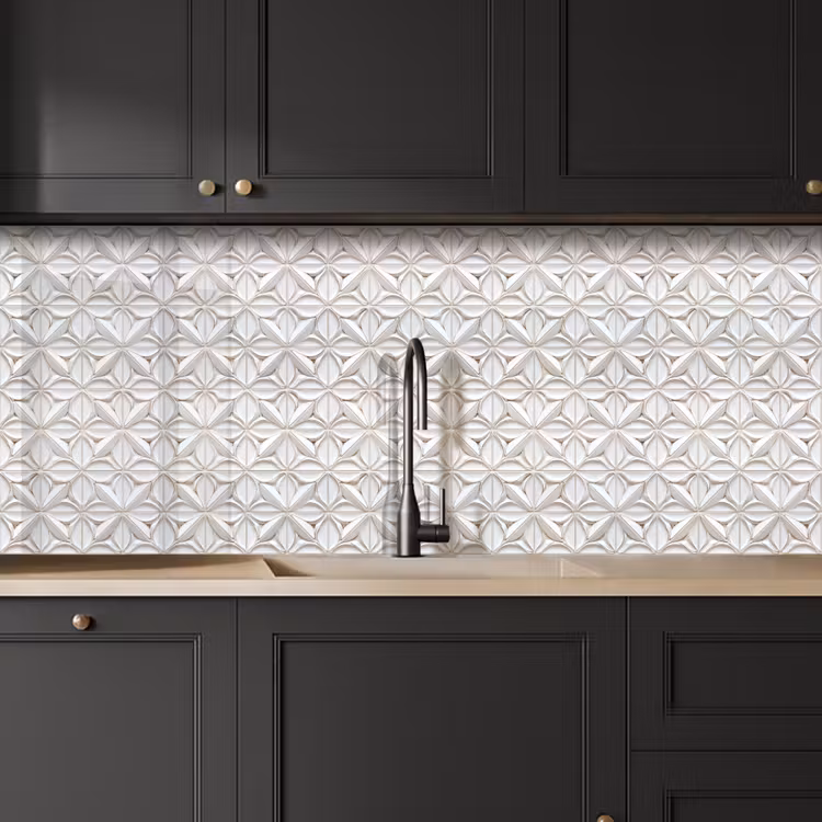 Keuken achterwand - 3D - Tegel - Bloem - Reliëf - Wit — 6