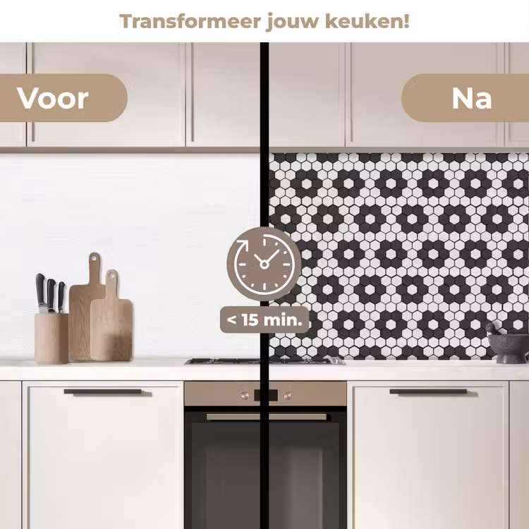 Keuken achterwand - Bloem - Vorm - Patroon - Zwart — 3