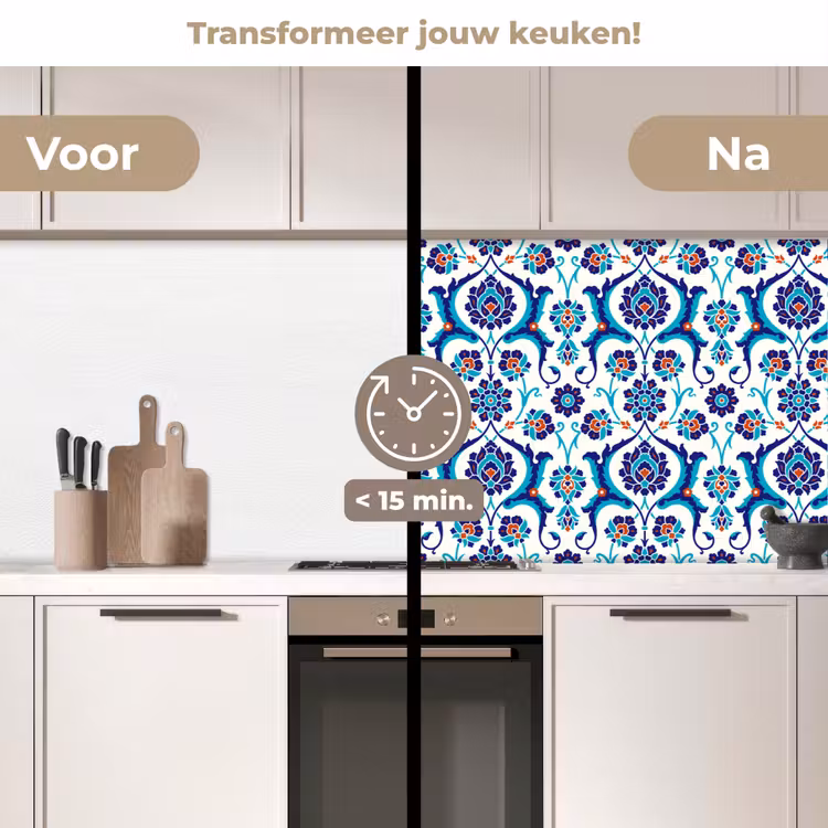 Keuken achterwand - Bloemen - Patronen - Blauw — 3