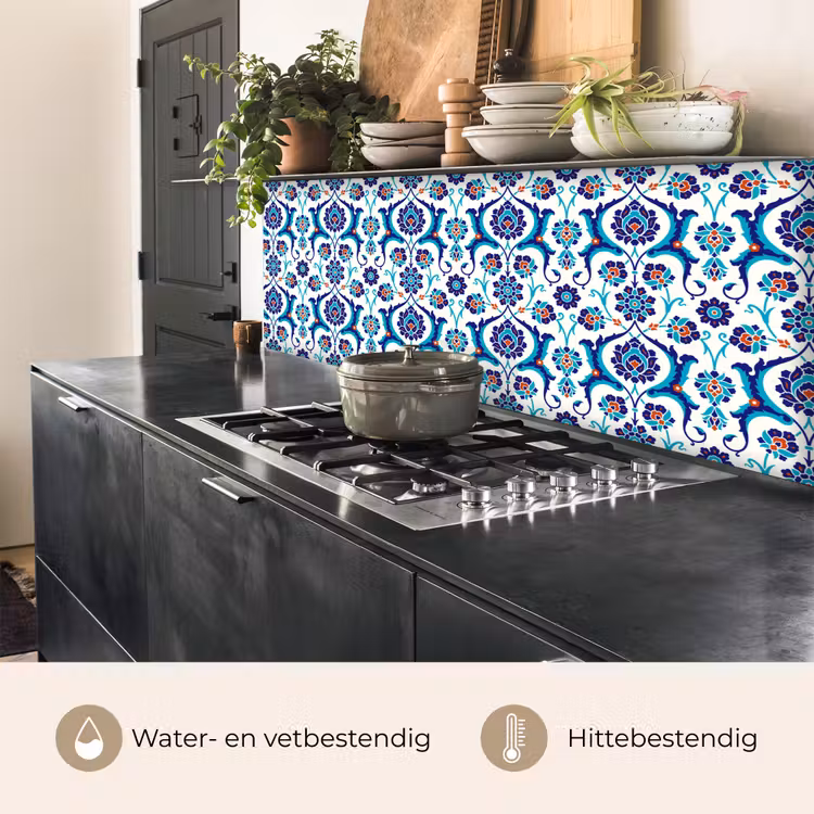Keuken achterwand - Bloemen - Patronen - Blauw — 5