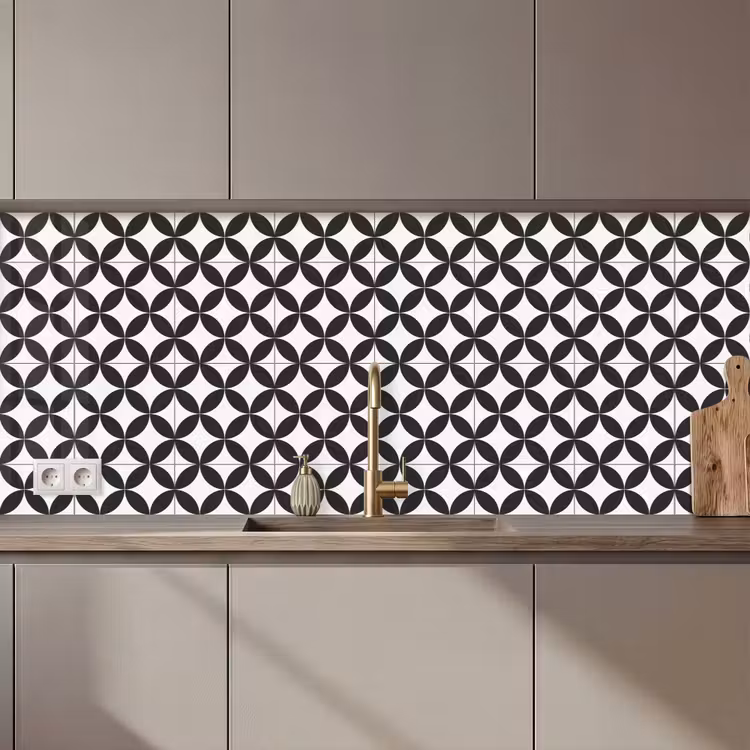 Keuken achterwand - Cirkel - Patroon - Zwart - Wit — 1