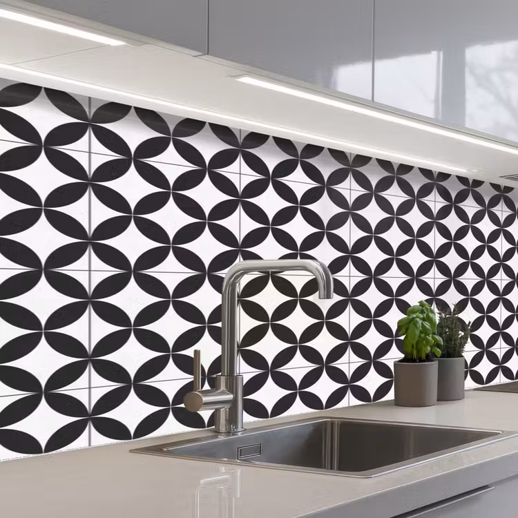 Keuken achterwand - Cirkel - Patroon - Zwart - Wit — 2