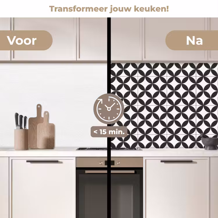 Keuken achterwand - Cirkel - Patroon - Zwart - Wit — 3