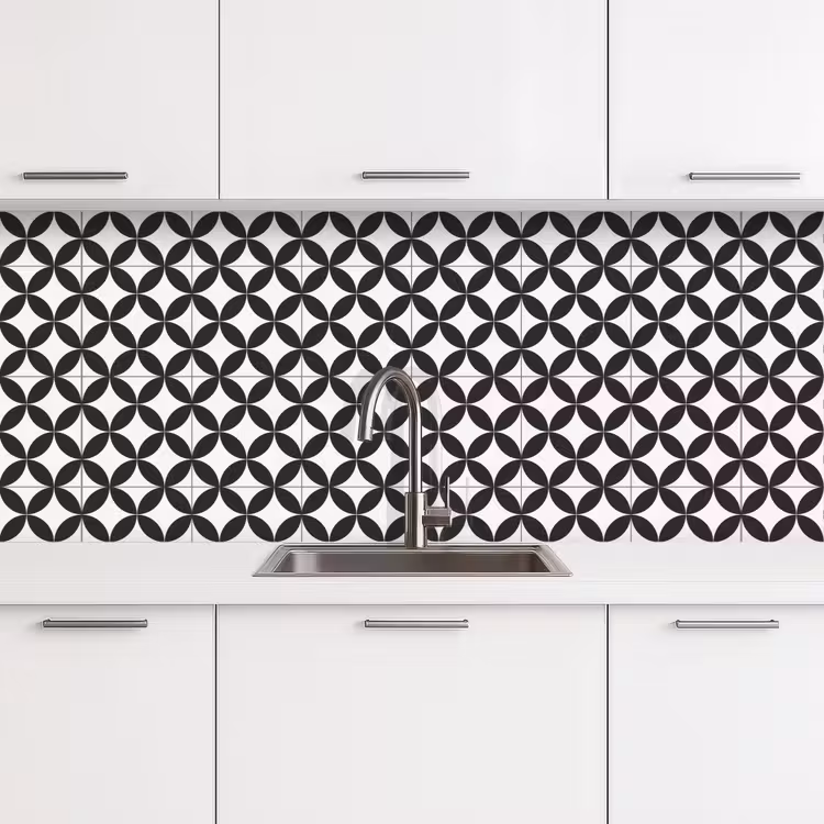 Keuken achterwand - Cirkel - Patroon - Zwart - Wit — 4