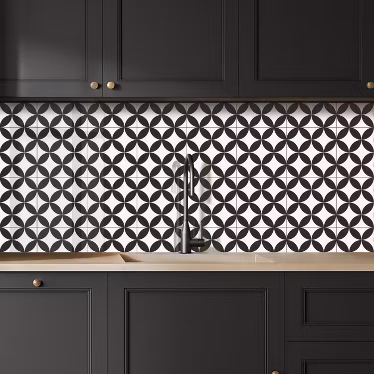 Keuken achterwand - Cirkel - Patroon - Zwart - Wit — 6
