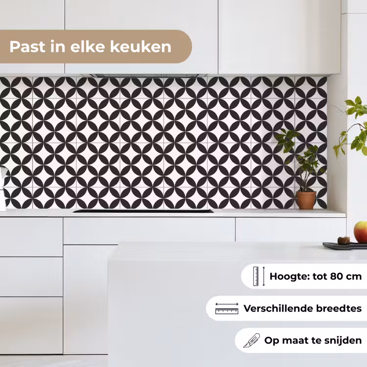 Keuken achterwand - Cirkel - Patroon - Zwart - Wit — 7