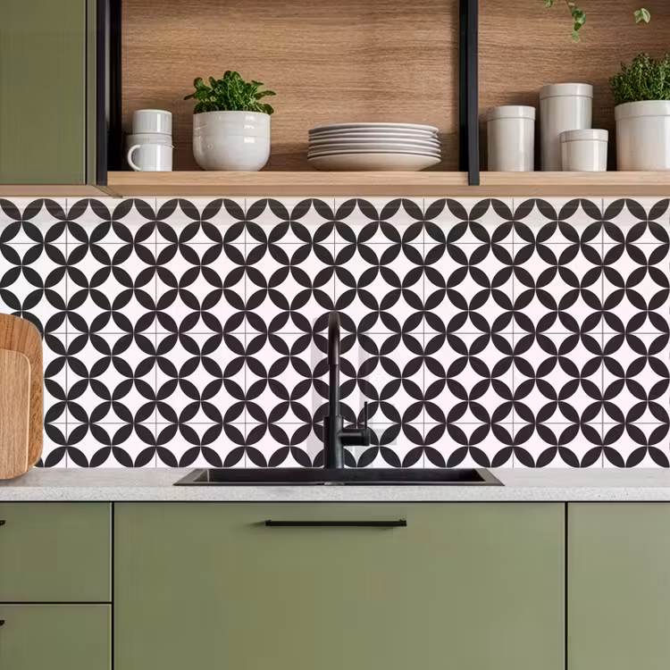 Keuken achterwand - Cirkel - Patroon - Zwart - Wit — 8
