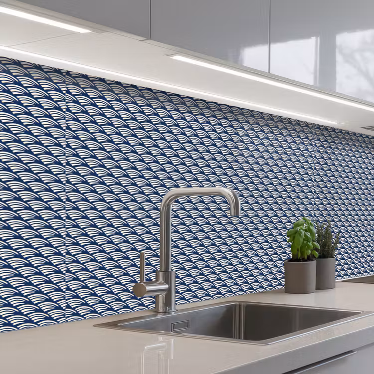 Keuken achterwand - Japan - Blauw - Wit - Patronen — 2