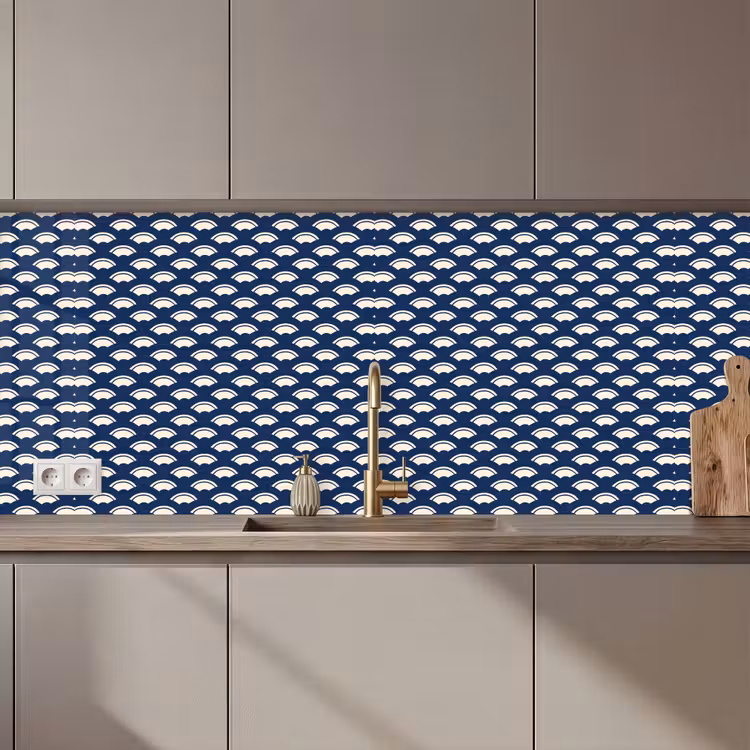 Keuken achterwand - Japans - Blauw - Wit - Patronen — 1
