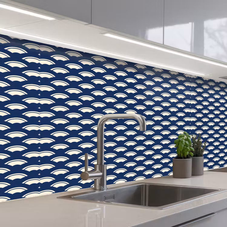Keuken achterwand - Japans - Blauw - Wit - Patronen — 2
