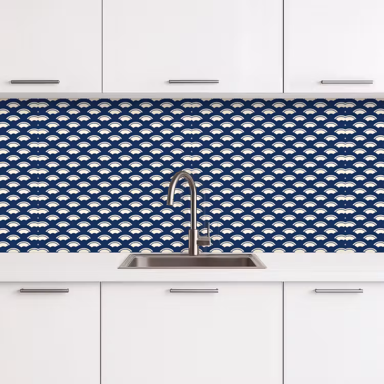 Keuken achterwand - Japans - Blauw - Wit - Patronen — 4