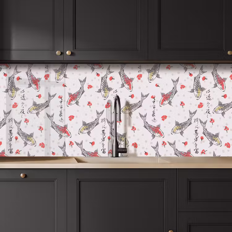 Keuken achterwand - Vis - Koi - Bloemen - Patronen — 6