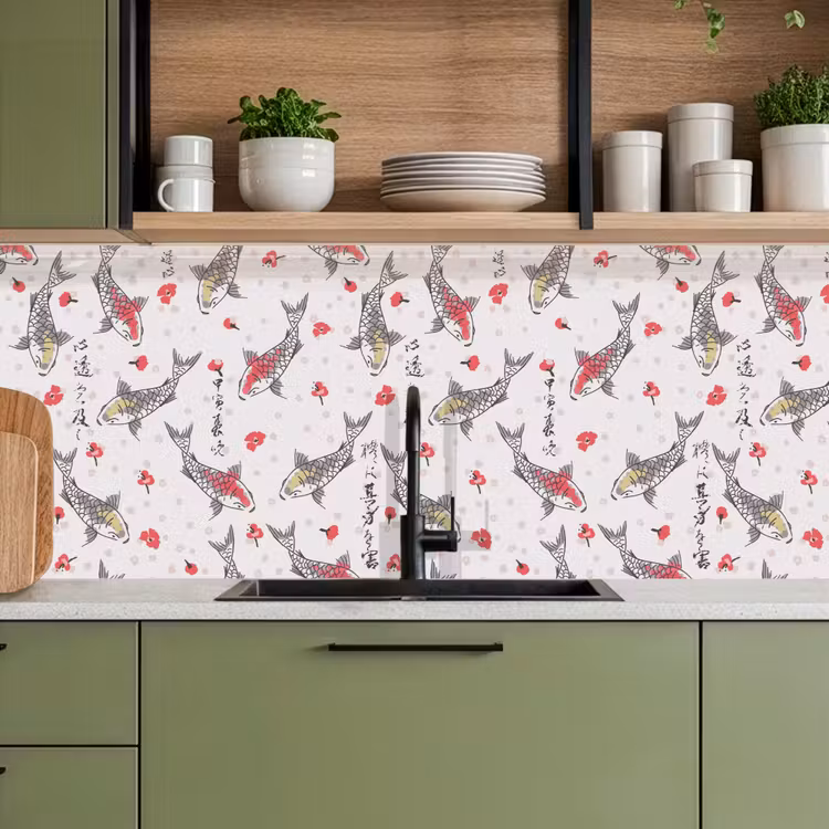 Keuken achterwand - Vis - Koi - Bloemen - Patronen — 8