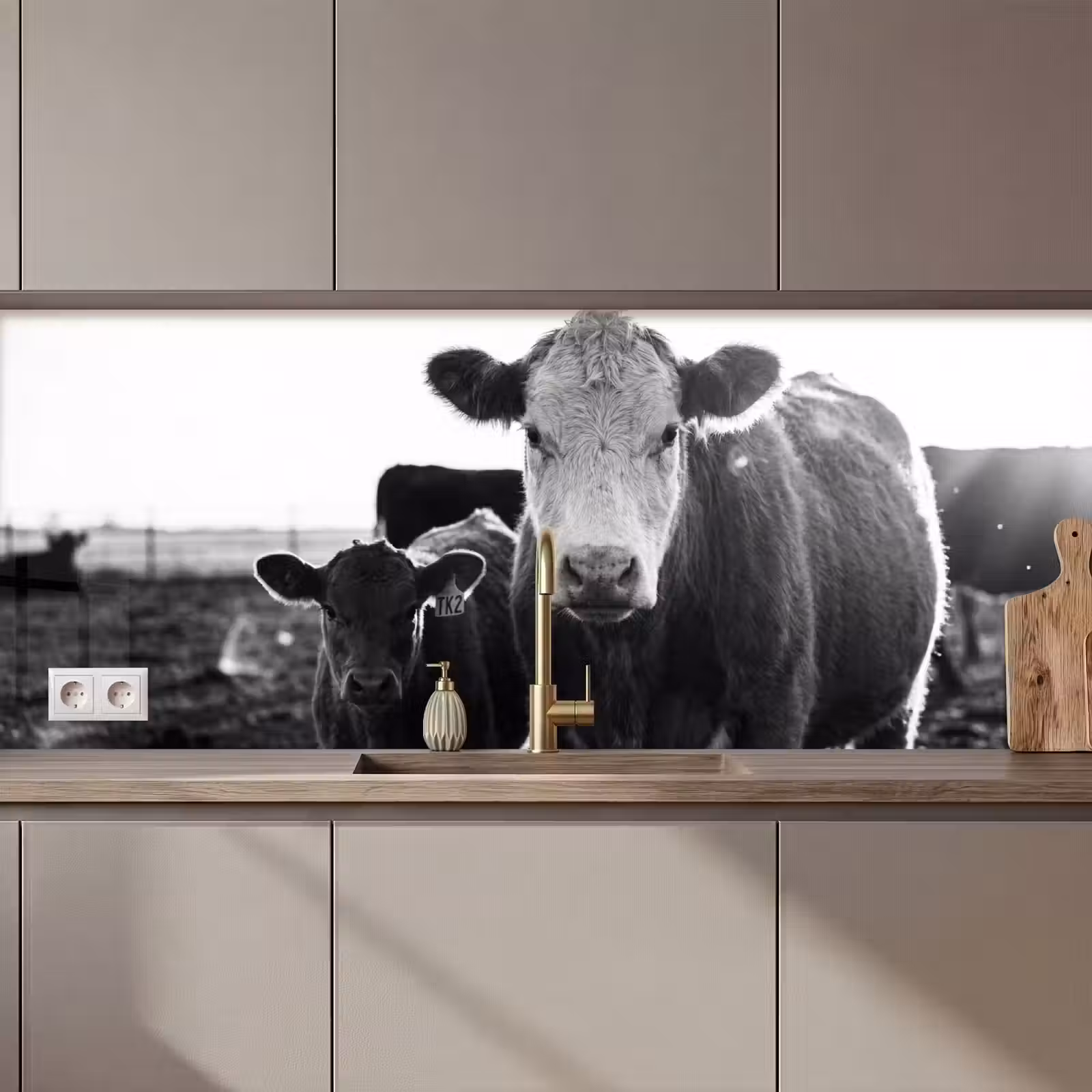 Keuken achterwand - Koeien - Zwart - Wit — 1