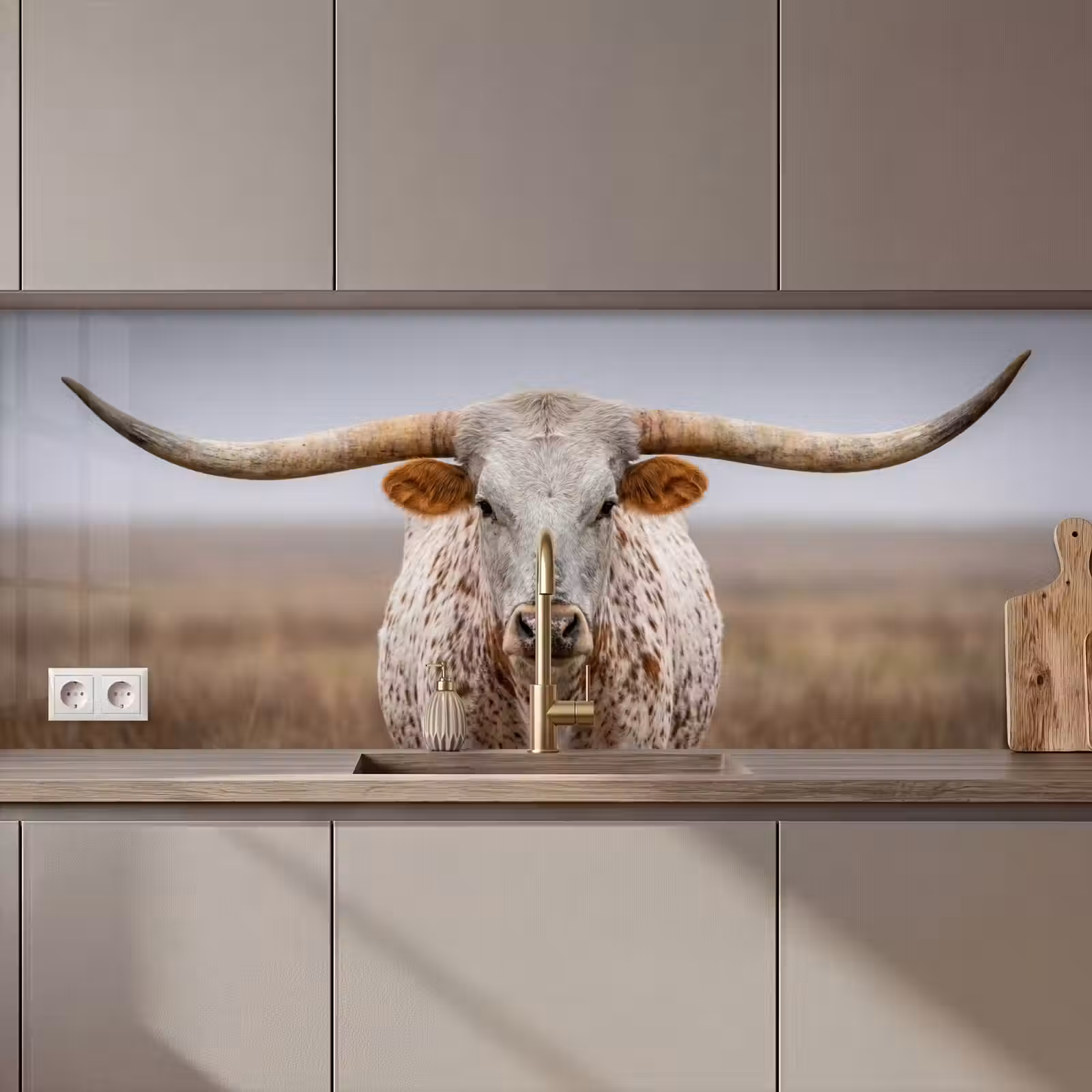 Keuken achterwand - Longhorn - Grasveld - Dier — 1