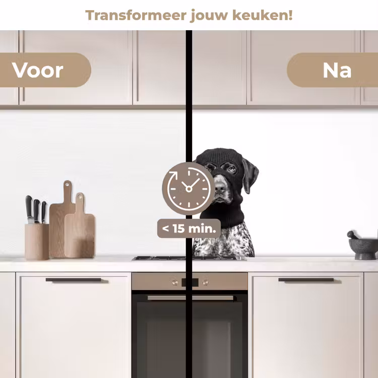 Keuken achterwand - Honden - Bivakmuts - Zwart - wit — 3