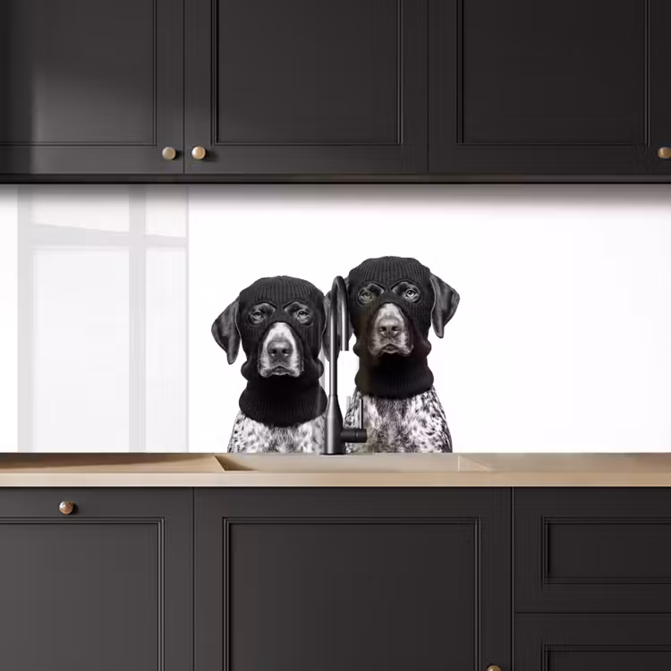 Keuken achterwand - Honden - Bivakmuts - Zwart - wit — 6