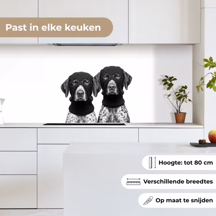 Keuken achterwand - Honden - Bivakmuts - Zwart - wit — 7