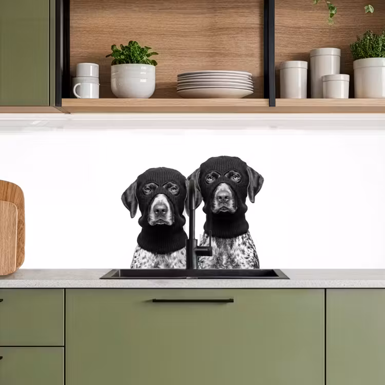 Keuken achterwand - Honden - Bivakmuts - Zwart - wit — 8
