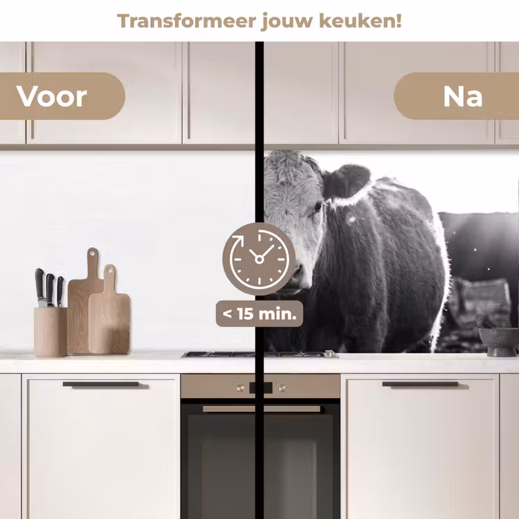 Keuken achterwand - Koeien - Zwart - Wit — 3