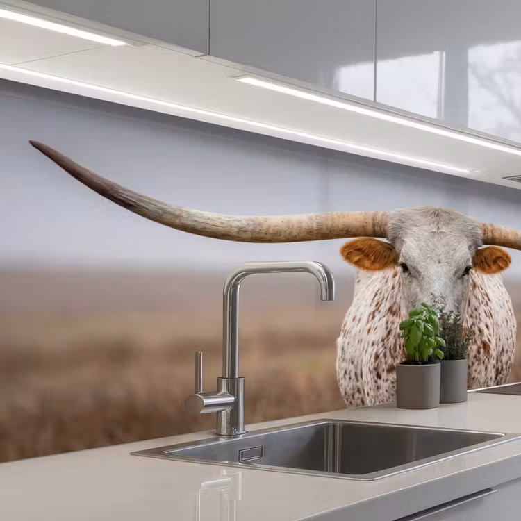 Keuken achterwand - Longhorn - Grasveld - Dier — 2