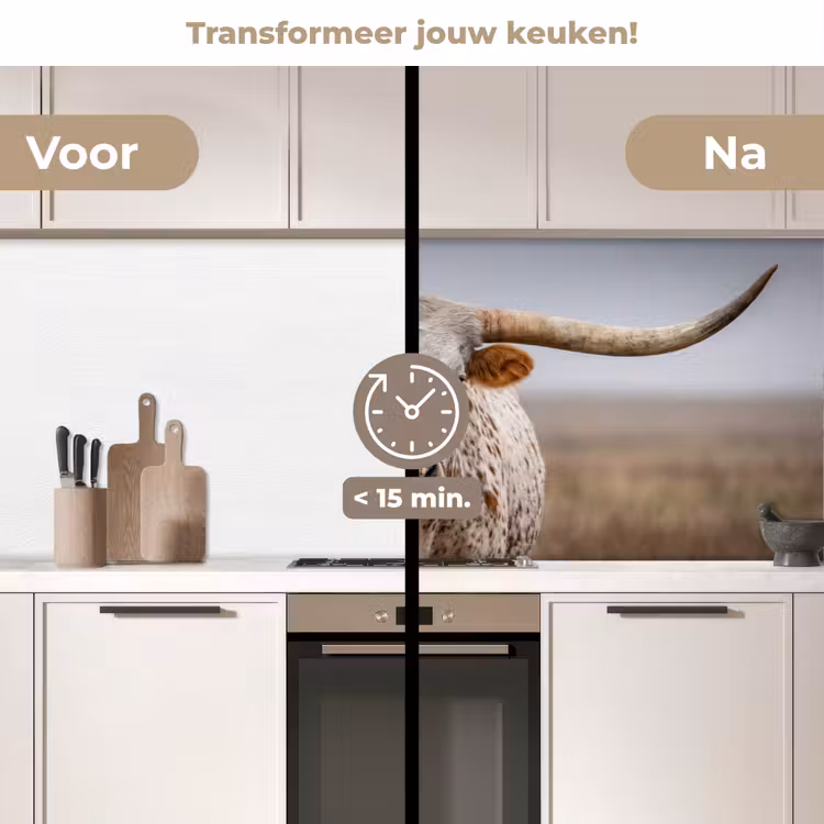 Keuken achterwand - Longhorn - Grasveld - Dier — 3
