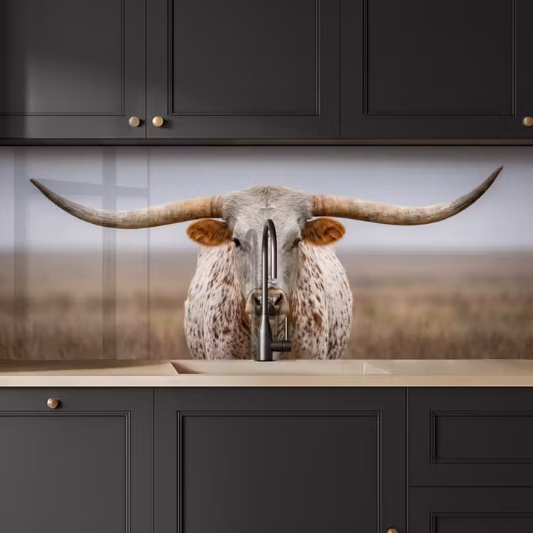Keuken achterwand - Longhorn - Grasveld - Dier — 6