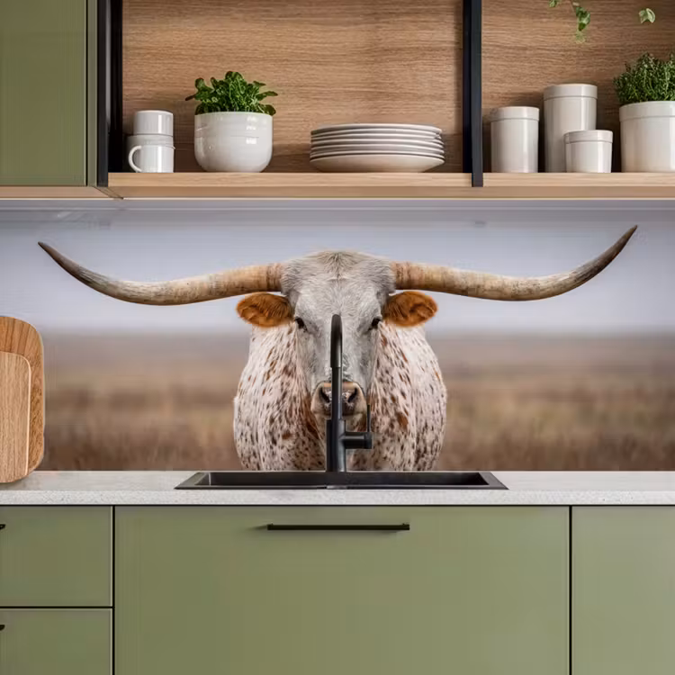 Keuken achterwand - Longhorn - Grasveld - Dier — 8