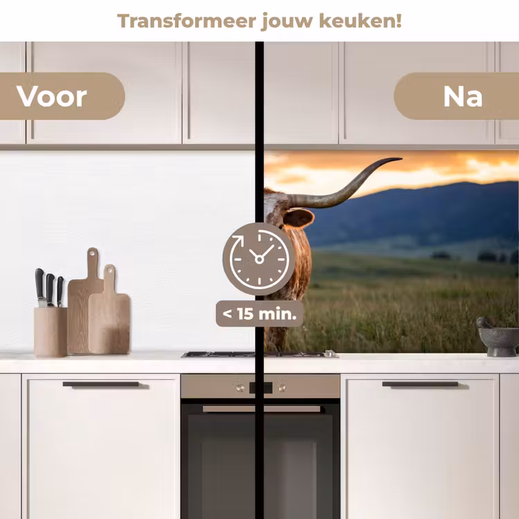 Keuken achterwand - Longhorn - Landschap - Zonsondergang — 3