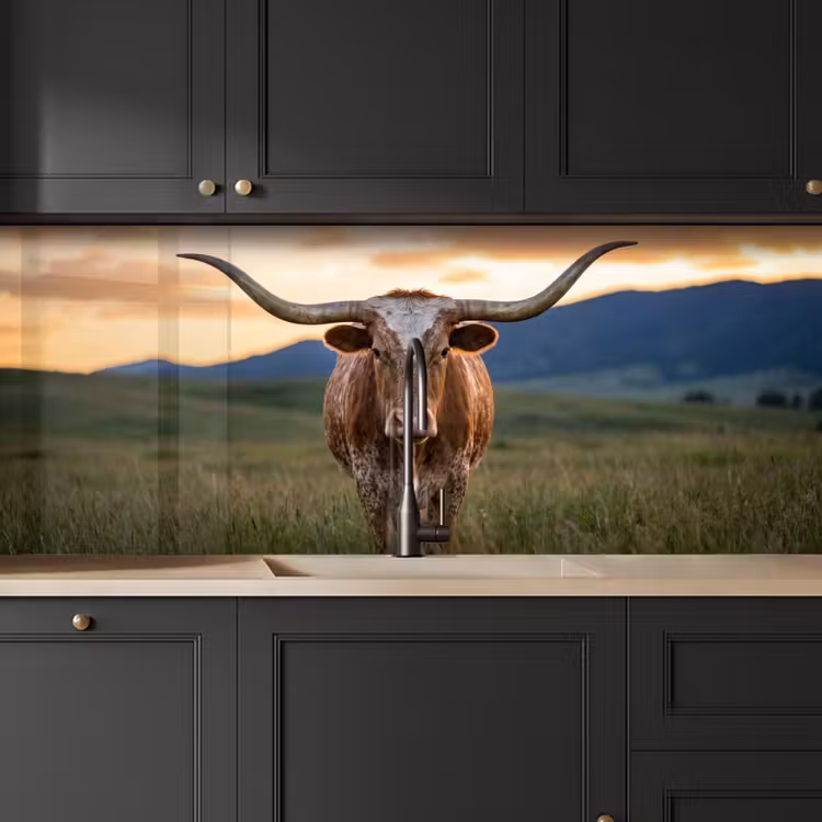 Keuken achterwand - Longhorn - Landschap - Zonsondergang — 6