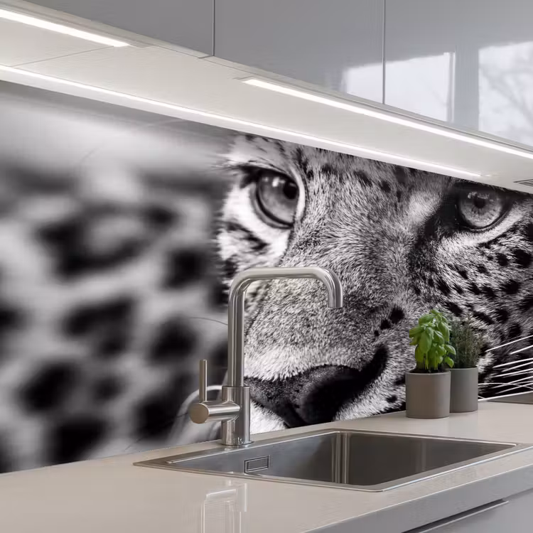 Keuken achterwand - Luipaard - Zwart - Wit - Oog — 2