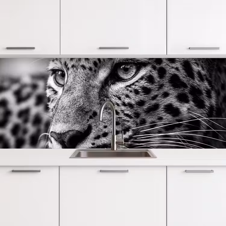 Keuken achterwand - Luipaard - Zwart - Wit - Oog — 4