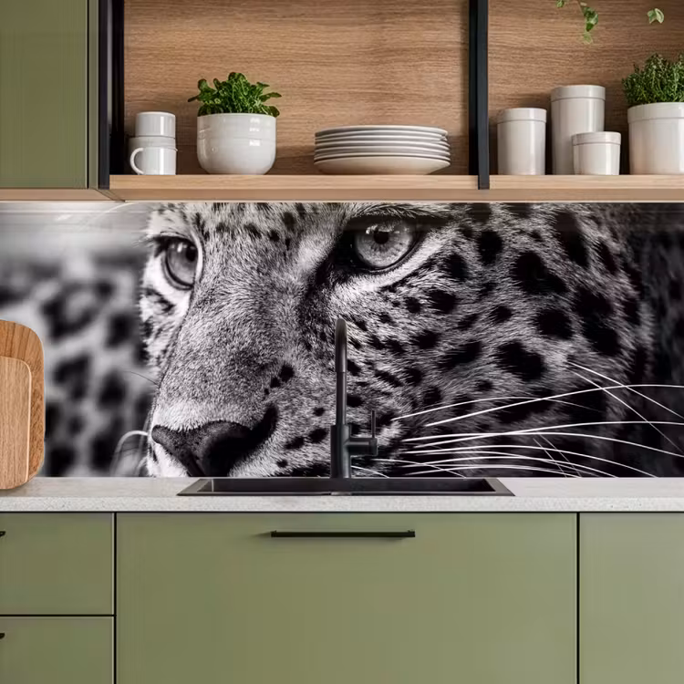 Keuken achterwand - Luipaard - Zwart - Wit - Oog — 8