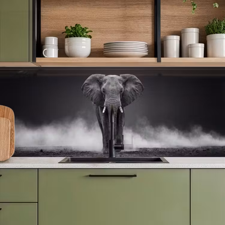 Keuken achterwand - Olifant - Zwart - Wit - Rook — 8