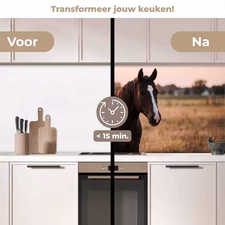 Keuken achterwand - Paard - Zonsondergang - Bruin — 3