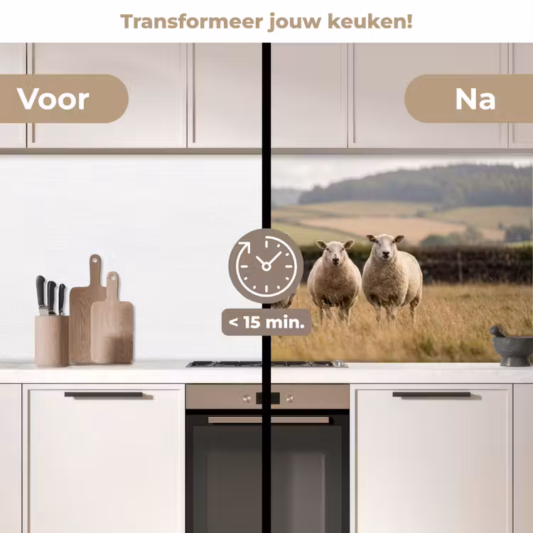 Keuken achterwand - Schapen - Weidenlandschap - Heuvels — 3