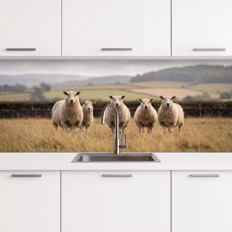 Keuken achterwand - Schapen - Weidenlandschap - Heuvels — 4