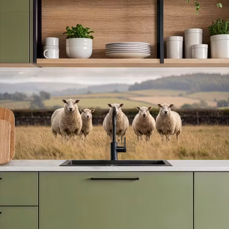 Keuken achterwand - Schapen - Weidenlandschap - Heuvels — 8