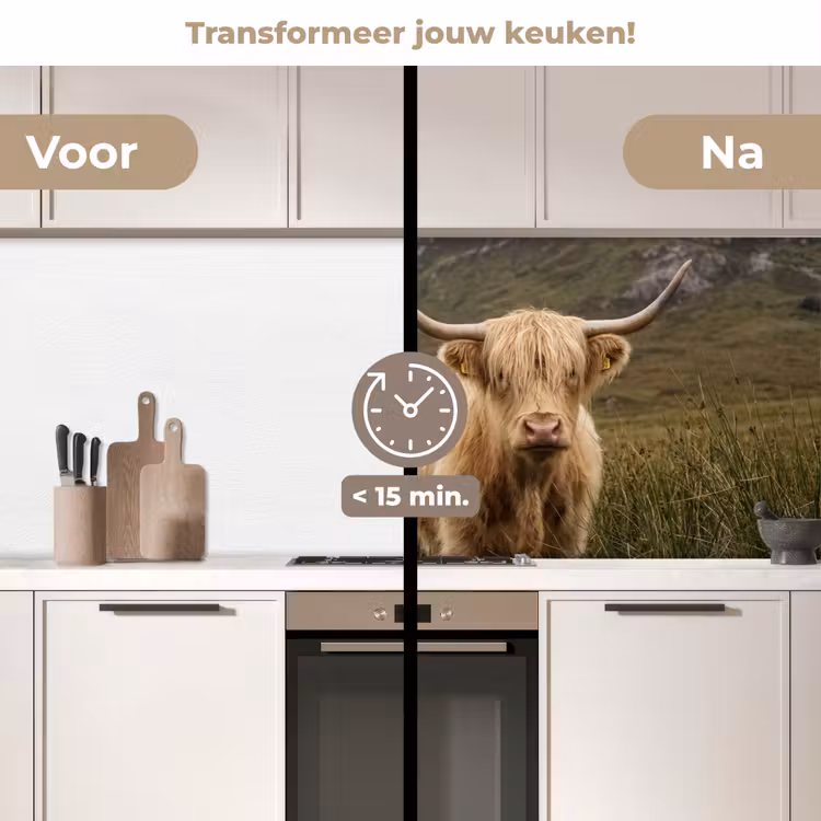 Keuken achterwand - Schotse hooglander - Bergen - Grasveld — 3