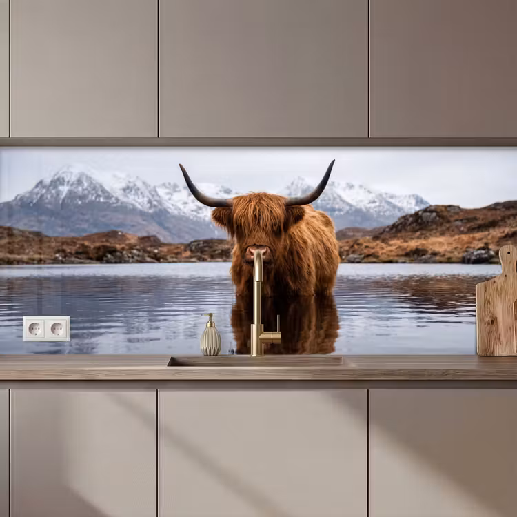 Keuken achterwand - Schotse hooglander - Bruin - Water — 1