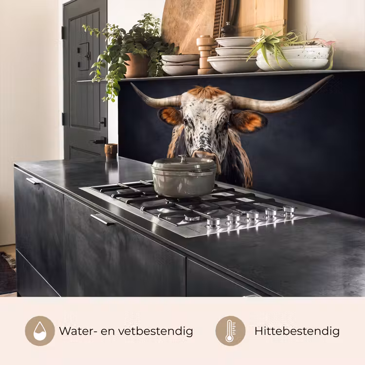 Keuken achterwand - Stier - Kleurrijk - Hoorns — 5