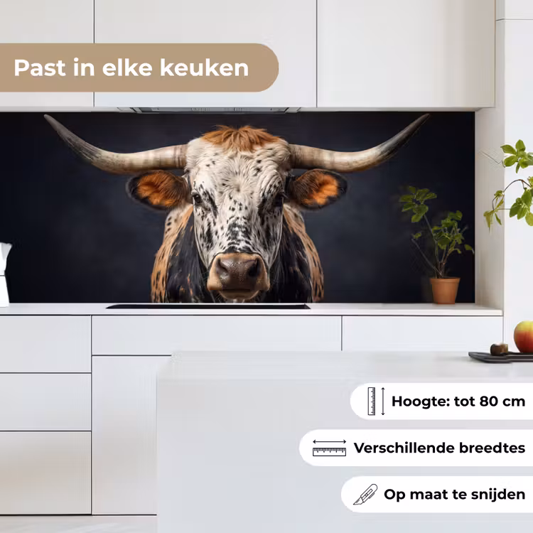 Keuken achterwand - Stier - Kleurrijk - Hoorns — 7