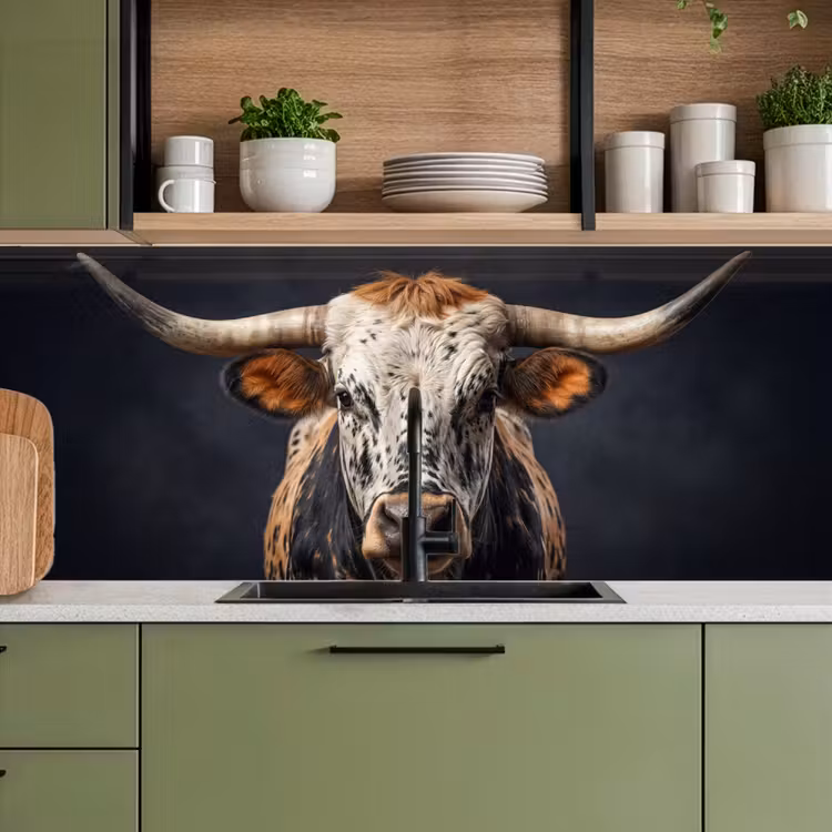 Keuken achterwand - Stier - Kleurrijk - Hoorns — 8