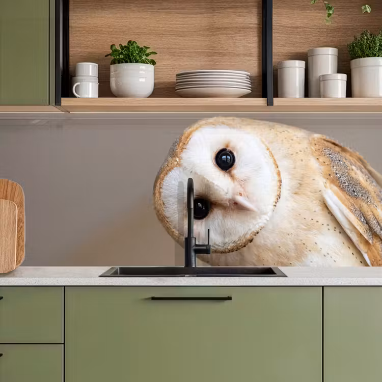 Keuken achterwand - Uil - Bruin - Wit — 8