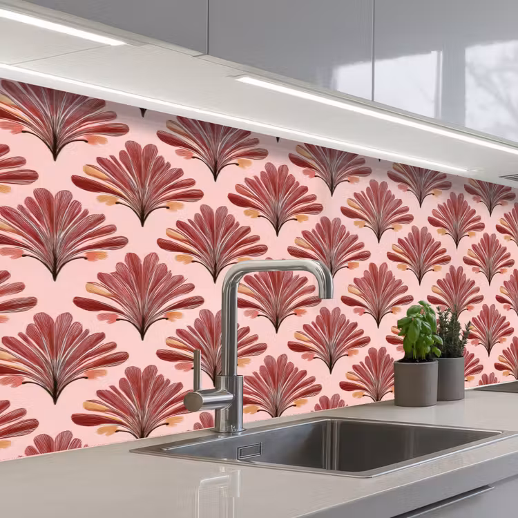 Keuken achterwand - Waaier - Roze - Rood — 2