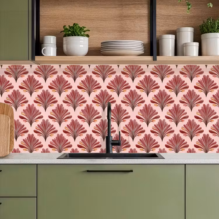 Keuken achterwand - Waaier - Roze - Rood — 8
