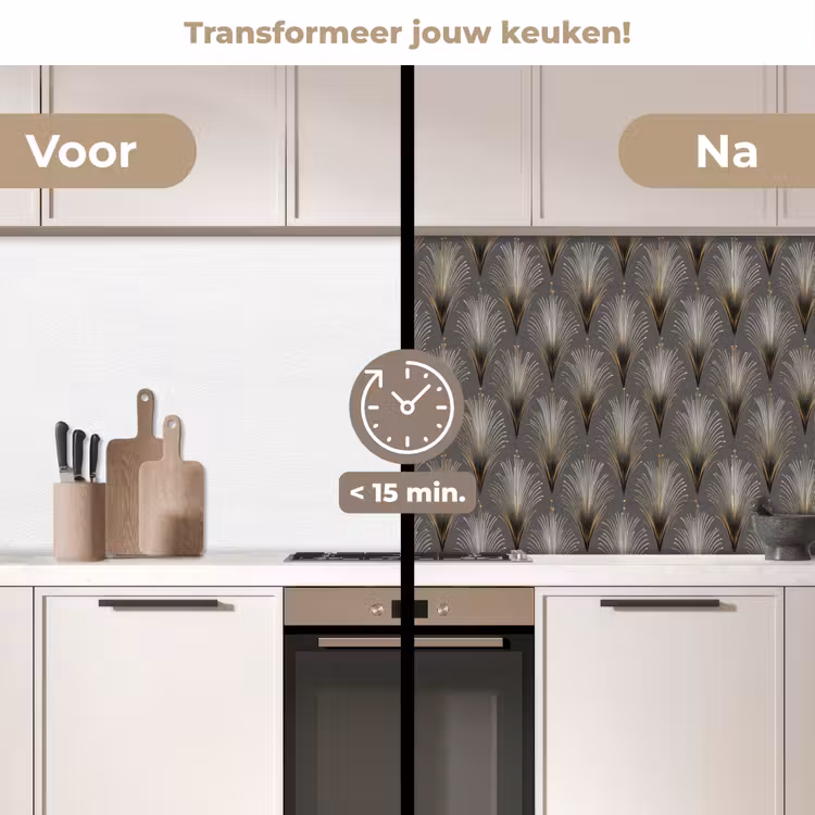 Keuken achterwand - Waaierstralen - Goud - Antraciet — 3